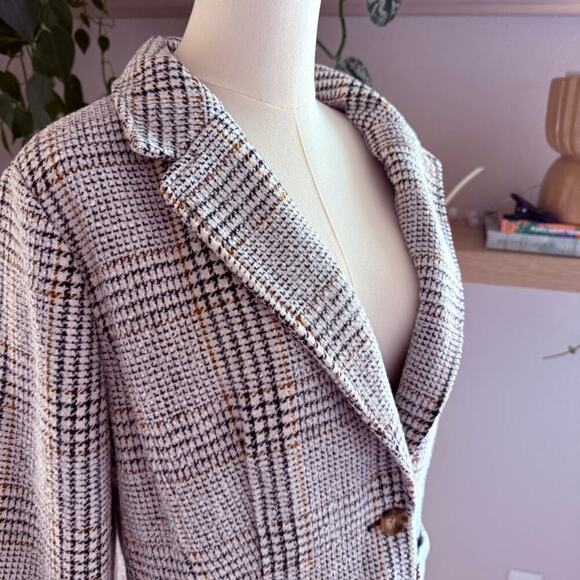 St. John’s Bay Plaid Wool Blend Pea Coat L Black Brown Gray Button Front - Picture 7 of 9